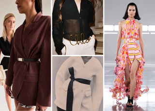 Belt summer trend at Tibi, Chloé, Huisan Zhang, and Louis Vuitton