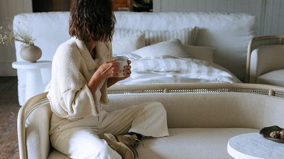 Crate & Barrel and Leanne Ford sitting in bedroom