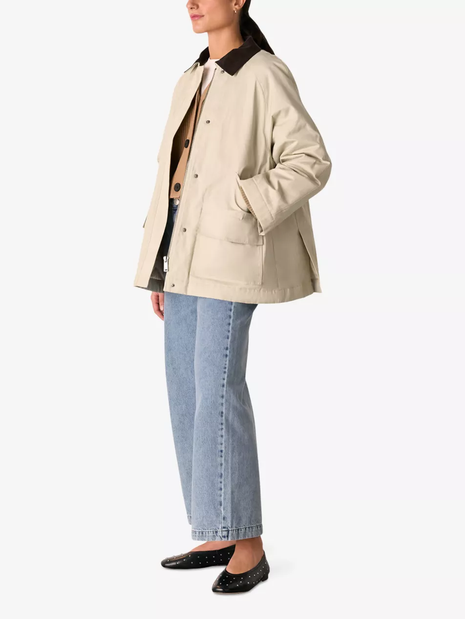 Fern Contrast-Collar Waxed Jacket