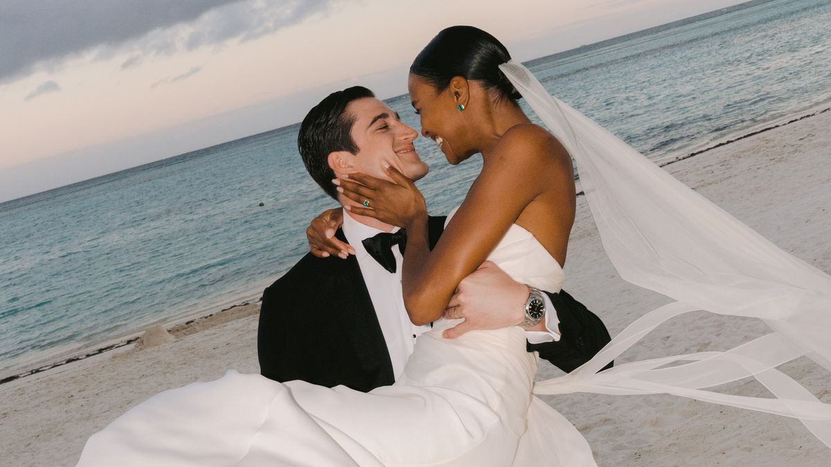The Bride Wore a Bespoke Dress, and the Groom Wore Ralph Lauren for Their Beautiful Beach Wedding in the Caribbean