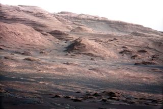 Photo by Mars rover Curiosity of base of Mount Sharp.