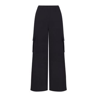 Cotton Fleece Oversized Cargo Pant | Onyx