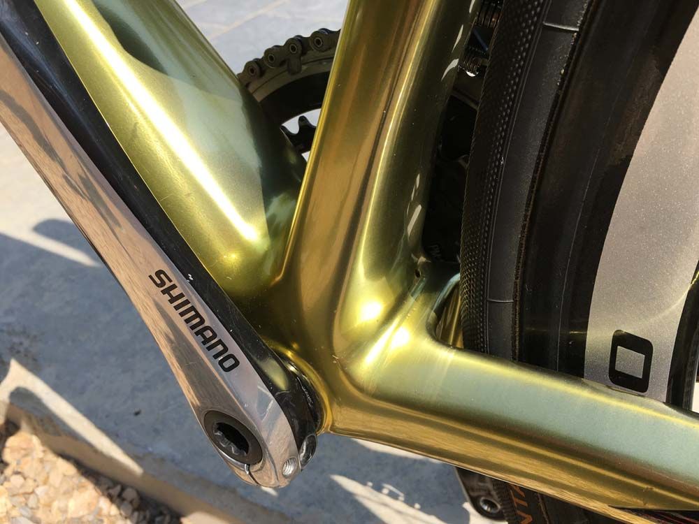 The gold bottom bracket area shone in the sun