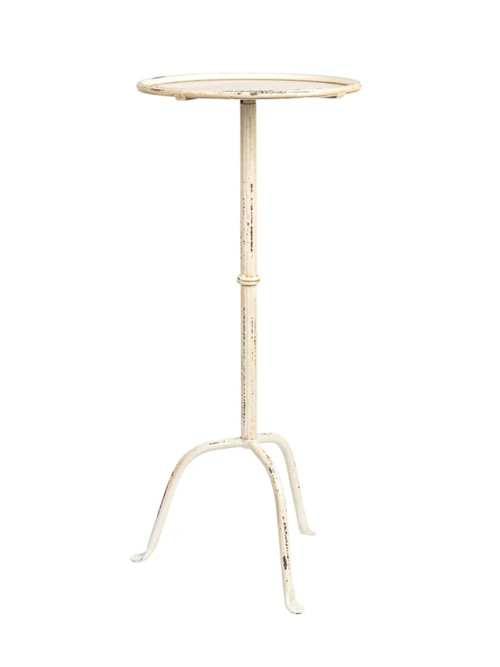 Felix French Country Antique White Iron Round Drink Table