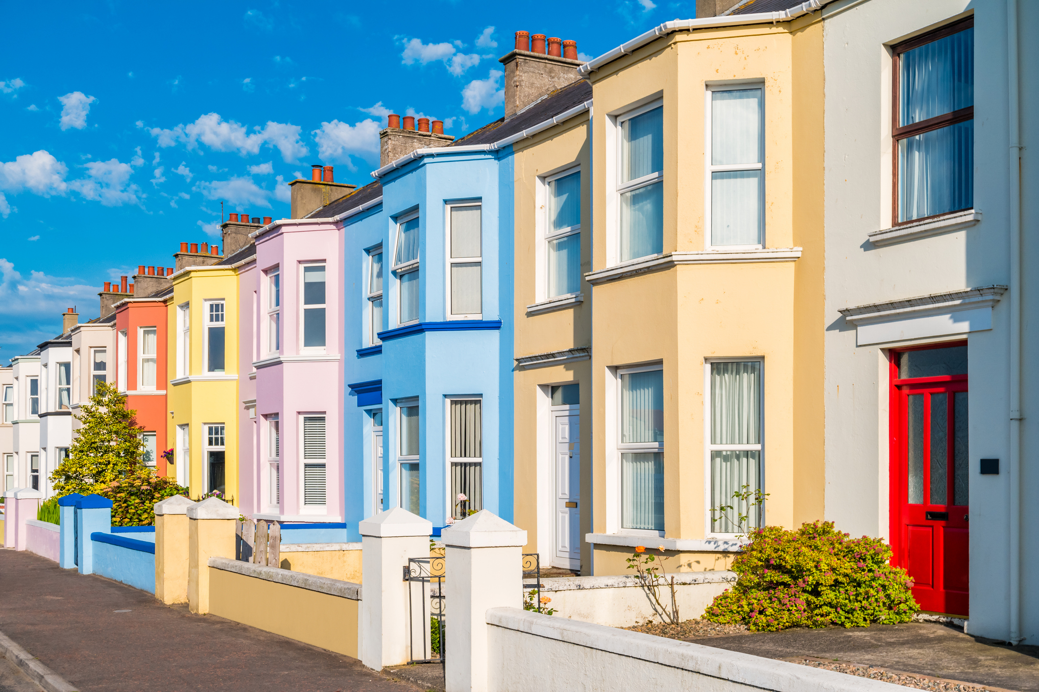 Colourful townhouses in Portrush, Northern Ireland