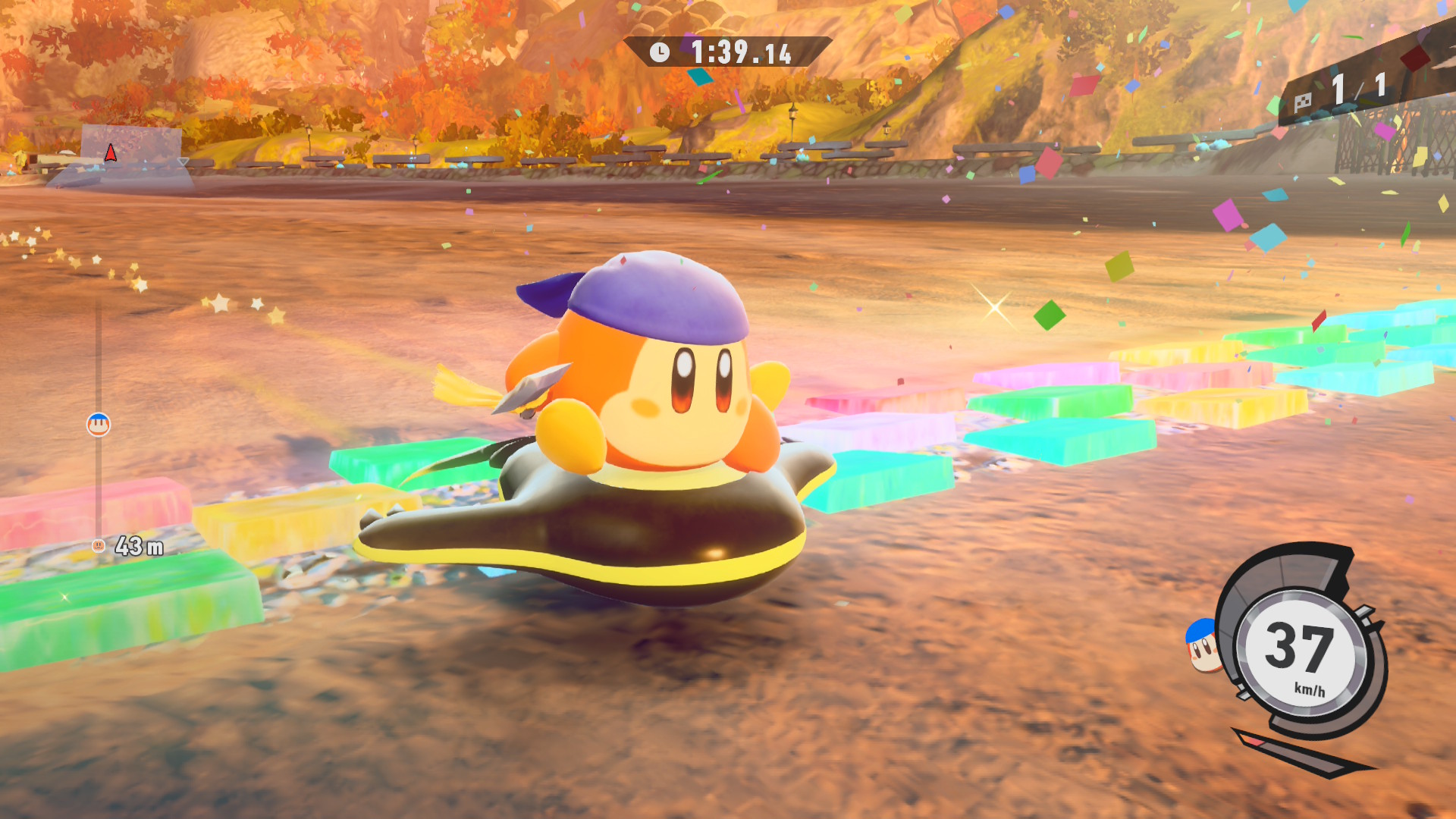 Bandana Waddle Dee powers forth in Kirby Air Riders