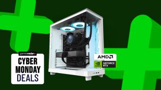 An NZXT Player Two gaming Pc on a green background