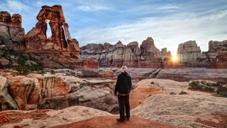 Person hiking in Utah desert