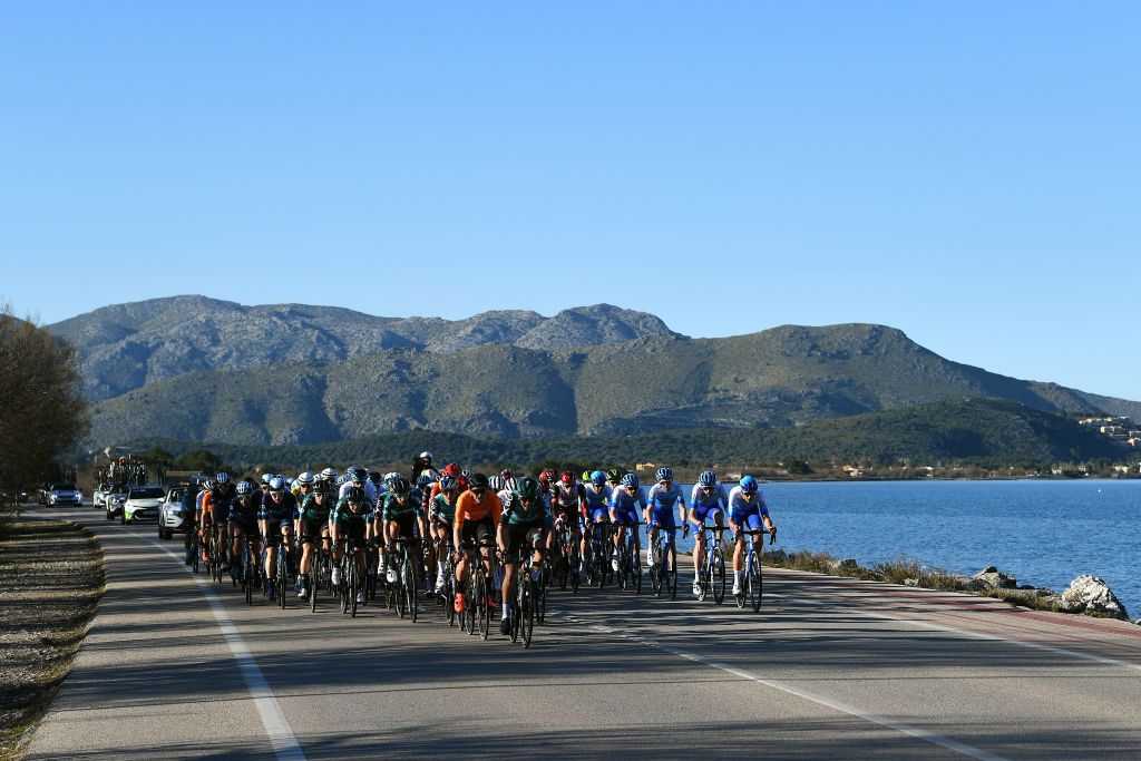 The Challenge Mallorca peloton rides near Alcudia