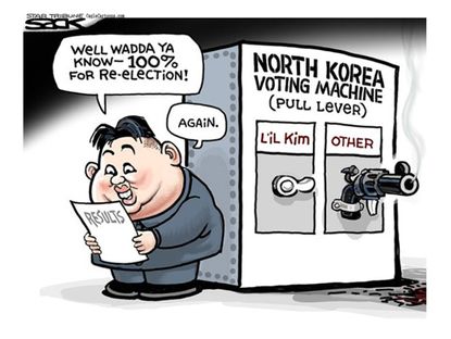 Political cartoon North Korea elections