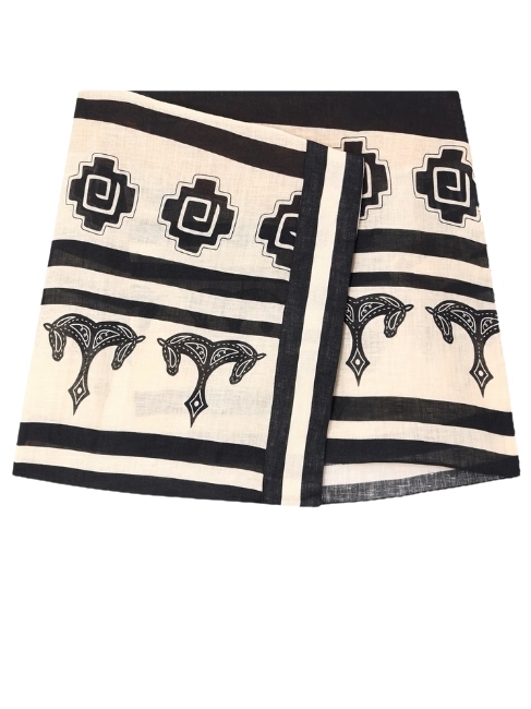 JOHANNA ORTIZ, Roots Wrap-Effect Printed Linen Mini Skirt