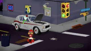 A screenshot showing the playable character of Dangeresque: The Roomisode Triungulate