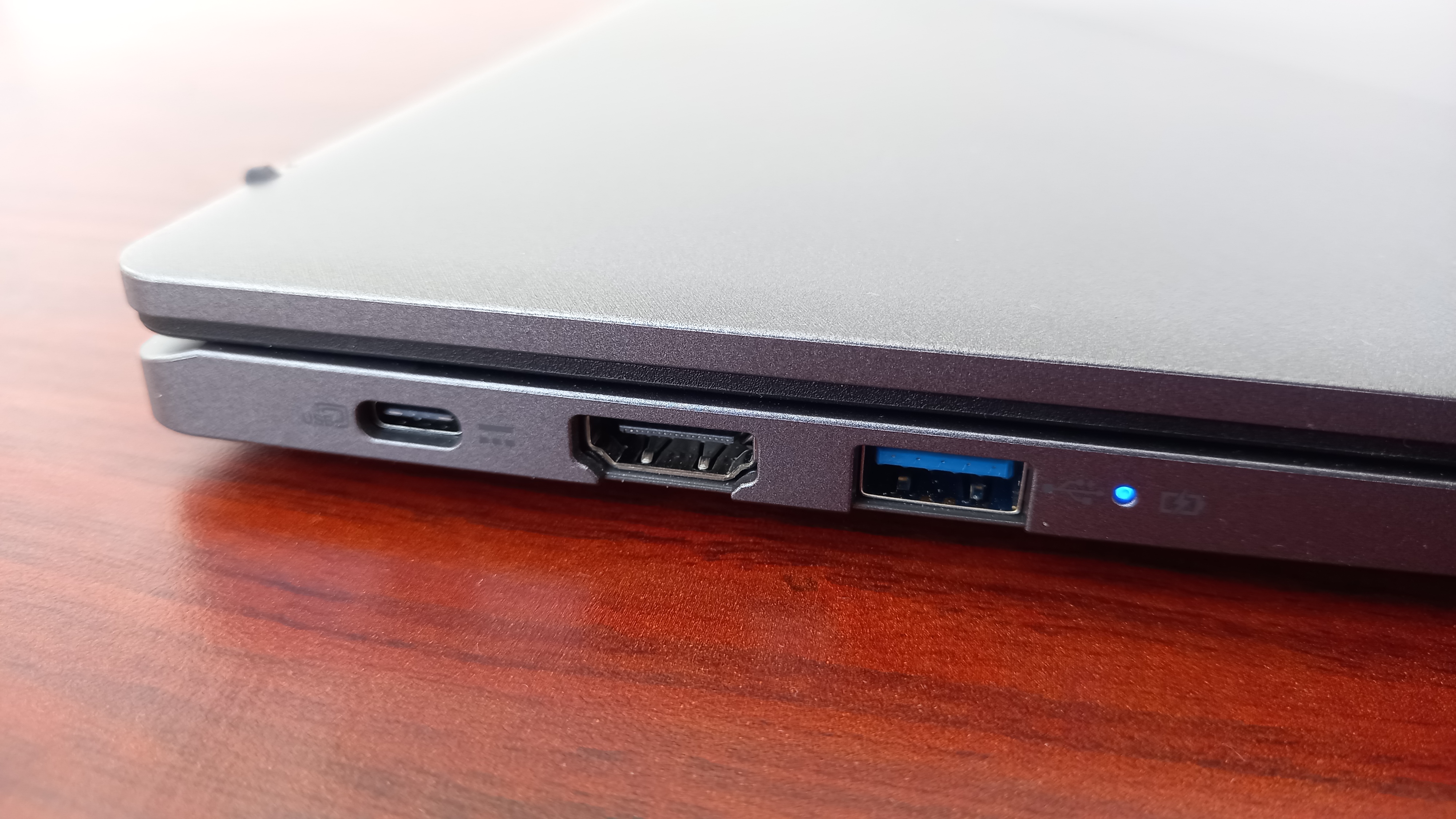 Closeup of the ports on the right side of an Acer Chromebook Plus 515