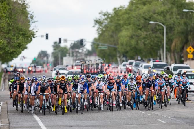 The peloton at the base of the climb