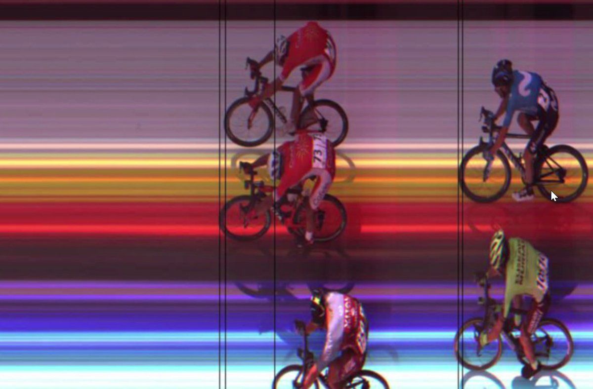 The photo finish on stage 1 of the Route d'Occitaine