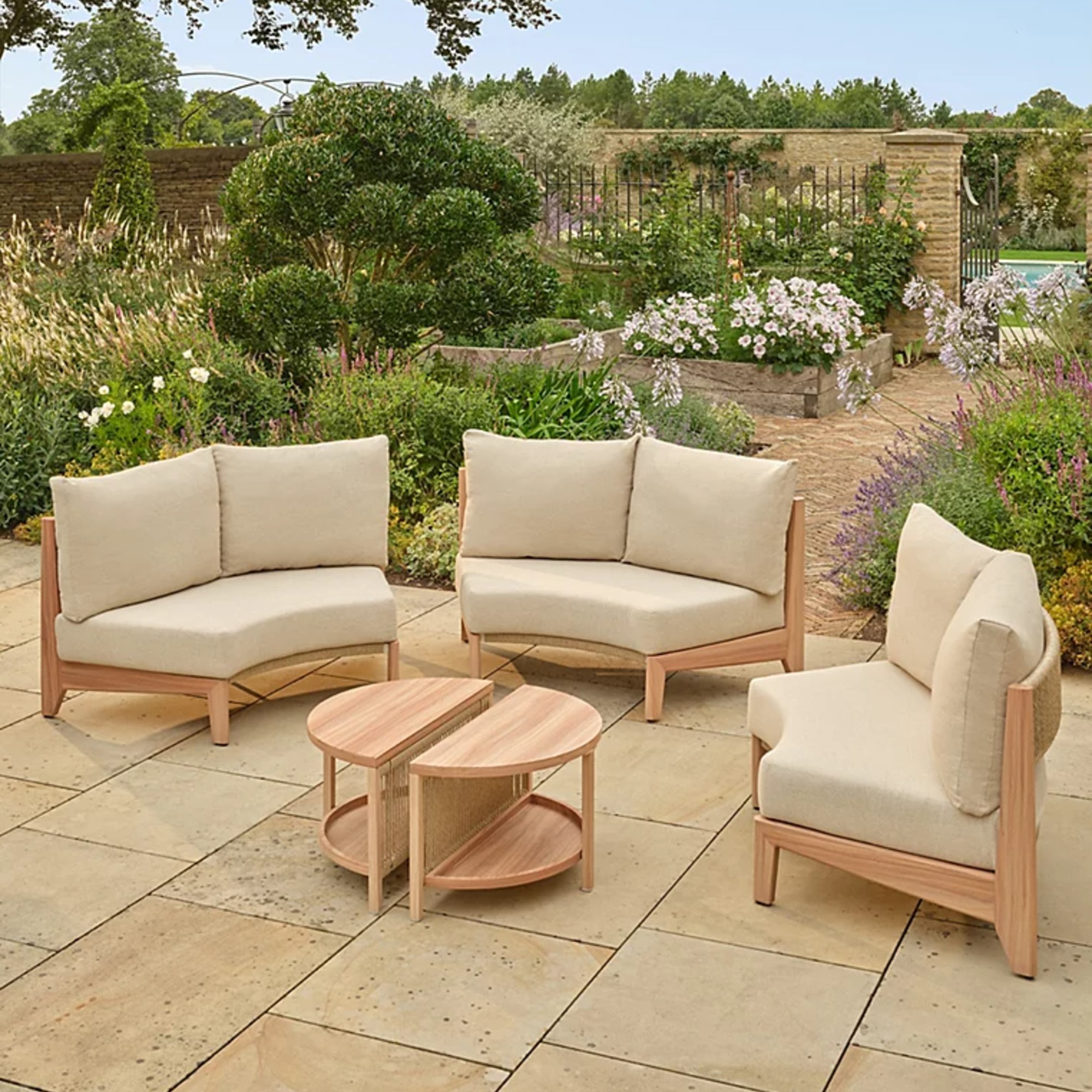 George Home Santorini Natural Curve 5 Piece Outdoor Sofa Set