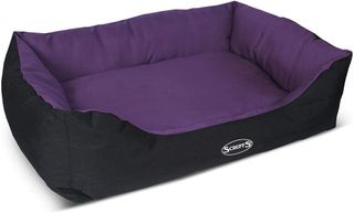 A purple Scruffs Expedition Water Resistant Box Dog Bed