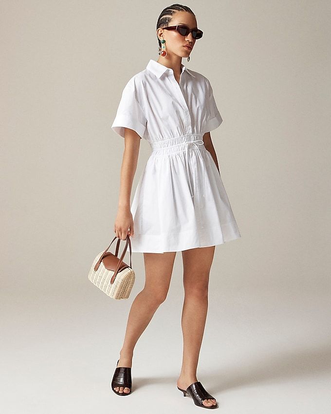 Elena Mini Shirtdress in Cotton Poplin