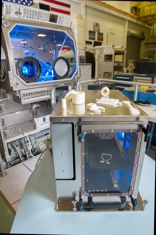 Made In Space zero-gravity 3D printer with the AstroABS Canister installed. The AstroABS Canisters that Made In Space is now offering for sale are identical to those used aboard the International Space Station.
