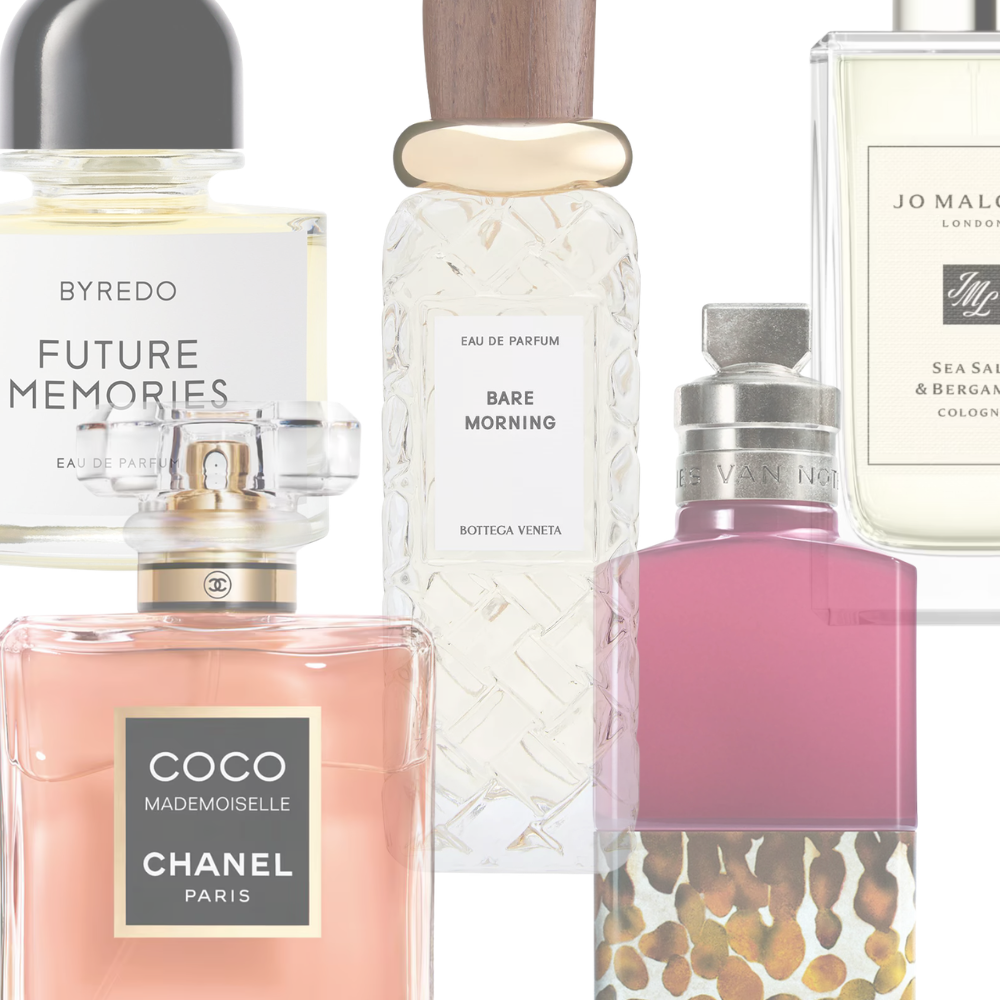 A collage of perfumes