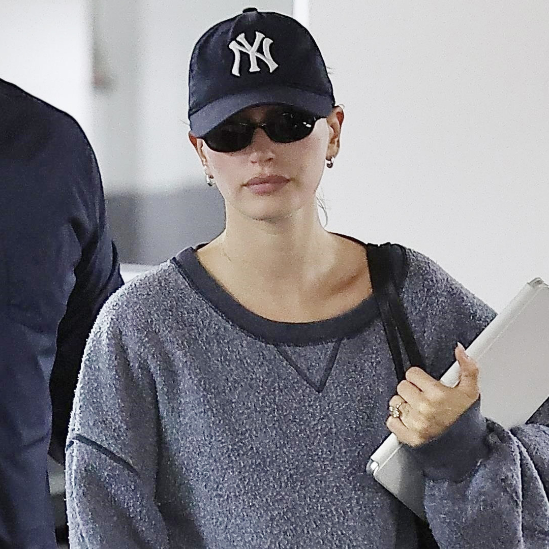 Hailey Bieber was spotted in L.A. wearing black ballet sneakers from Miu Miu