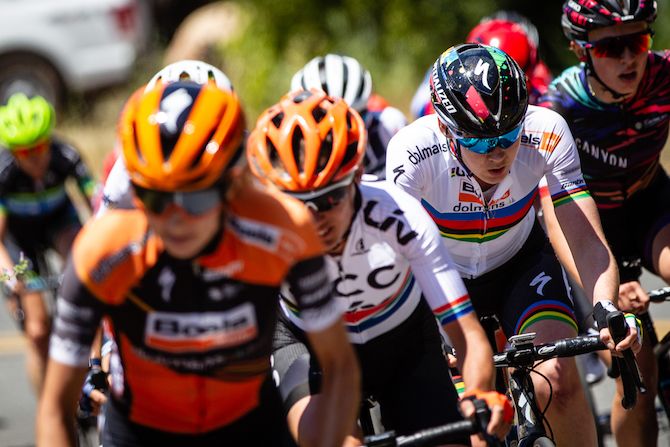 Anna van der Breggen (Boels Dolmans) stays tucked into the bunch during stage 1 of the 2019 Tour of California Women's Race
