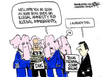 Political cartoon GOP Texas Homeland Security