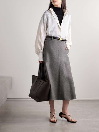 BRUNELLO CUCINELLI Wool-Felt Midi Skirt