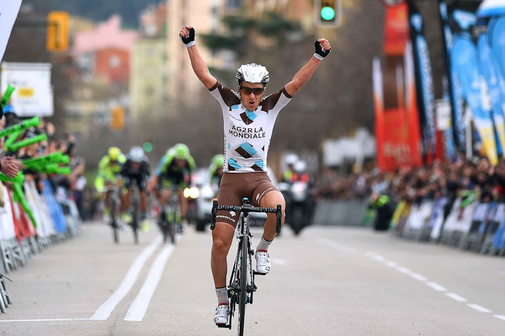Domenico Pozzovivo (Ag2r La Mondiale) wins stage 3 of the 2015 Volta a Catalunya.