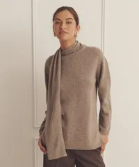 Naadam Luxe Cashmere Asymmetrical Turtleneck with Scarf