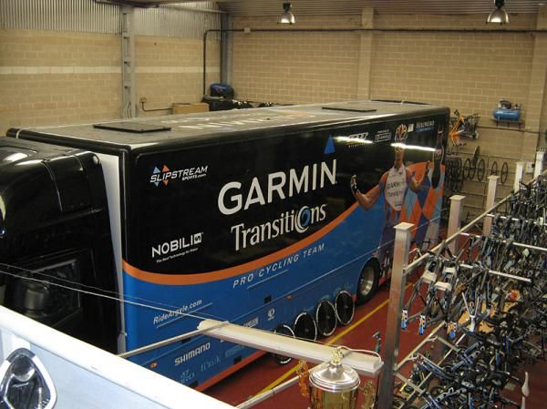 The Garmin-Transitions truck that will carry the team's equipment to the Vuelta a Espa
