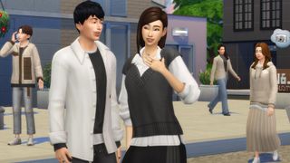 Sims dressed in South Korean style clothes