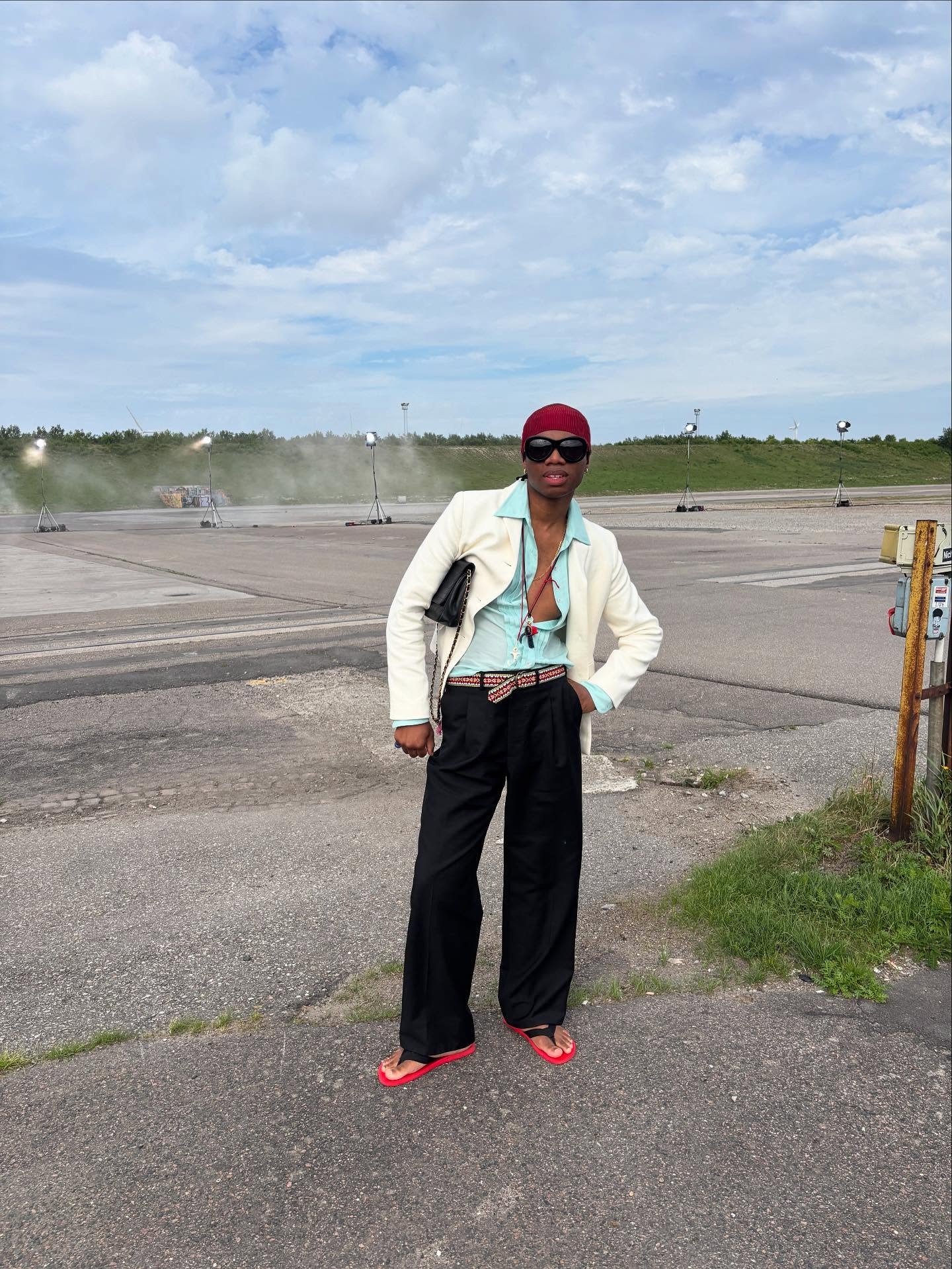 jalil johnson at copenhagen fashion week in a doen linen blazer