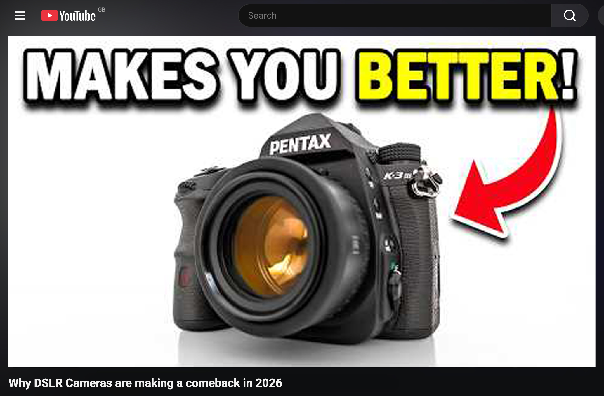 Screenshot of Lee Iveson's YouTube video &amp;quot;Why DSLR cameras are making a comeback in 2026&amp;quot;