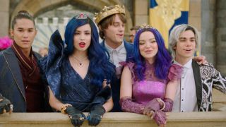 Dove Cameron, Booboo Stewart, Mitchell Hope, Sofia Carson, and Cameron Boyce in Descendants 3