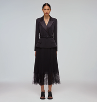 Black Tailored Crepe and Chiffon Midi Dress | £420.00 Self Portrait