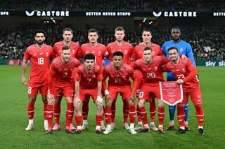 Switzerland Euro 2024 squad The players of Switzerland pose for a team photo prior to kick-off ahead of the international friendly match between Republic of Ireland and Switzerland at on March 26, 2024 in Dublin, Ireland. (Photo by Charles McQuillan/Getty Images)