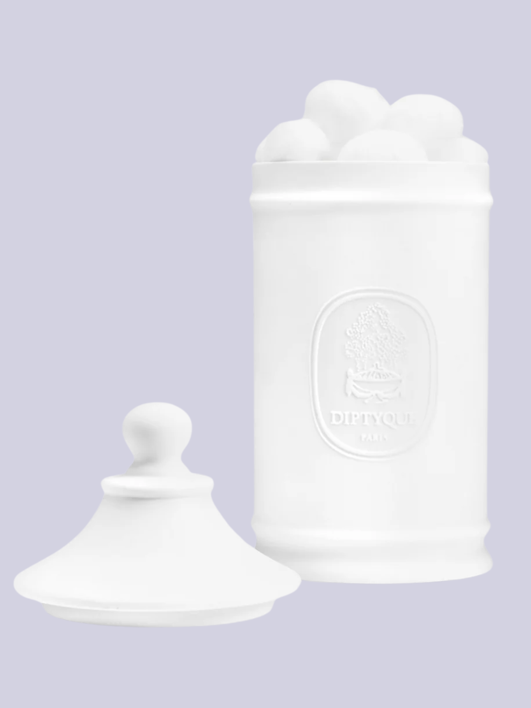 A medium white apothecary jar from Diptyque