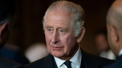 King Charles III hosts a reception to celebrate British South Asian communities, in the Great Gallery at the Palace of Holyroodhouse on October 3, 2022 in Dunfermline, Scotland. Between 200 - 300 guests of British Indian, Pakistani, Bangladesh, Sri Lankan, Nepalese, Bhutanese and Maldivian heritage from across the UK attended the reception. 