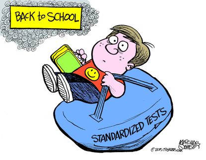 Editorial cartoon U.S. School tests