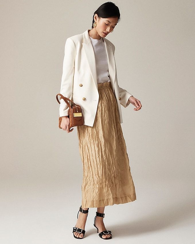 Crinkled Gathered-Waist Skirt