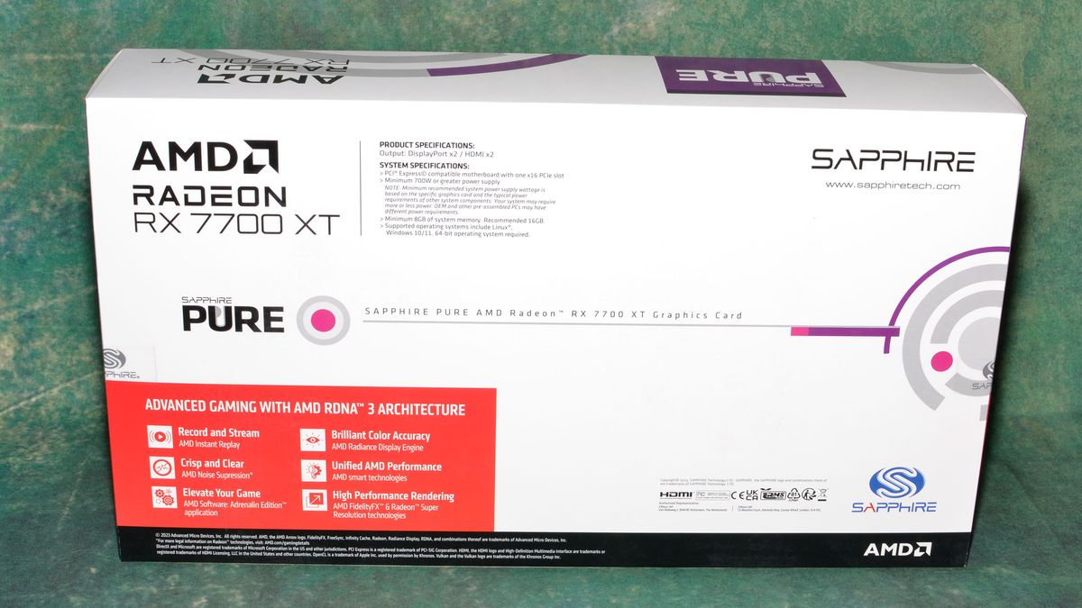 Sapphire RX 7700 XT Pure product photos