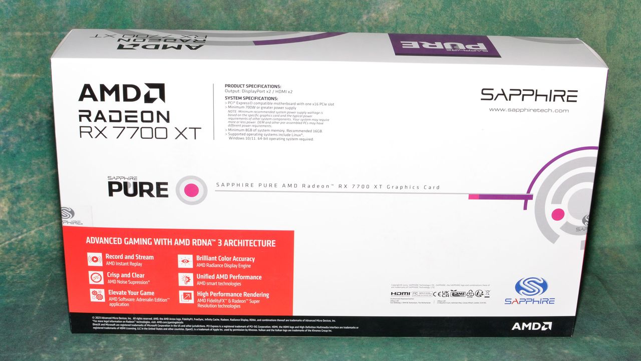 Sapphire RX 7700 XT Pure product photos
