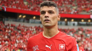 Switzerland captain Granit Xhaka during the World Cup 2026 game vs Canada