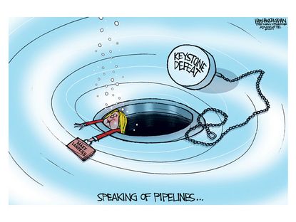 Political cartoon Keystone XL pipeline Mary Landrieu