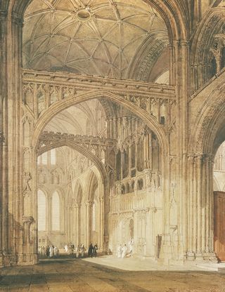 Interior of Salisbury Cathedral, looking towards the North Transept