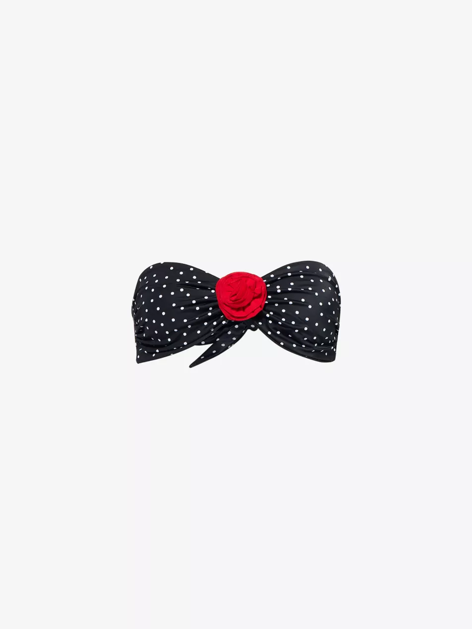 Acapulco Rose Polka-Dot Stretch-Woven Bikini Top