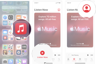 Sign Up For Apple Music Family Plan iOS 15: Launch the Music app, tap Listen Now tab, and then tap the account button.