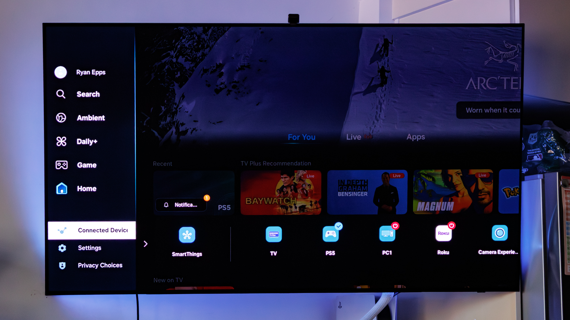 Samsung TV connected devices tab