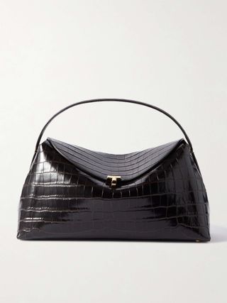 T-Lock Croc-Effect Leather Shoulder Bag